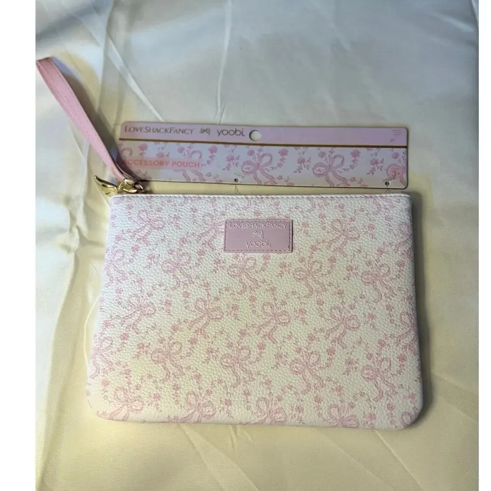 LoveShackFancy xTarget Yoobi Coquette Bow Flat Zip Case w/strap Chantilly NWT